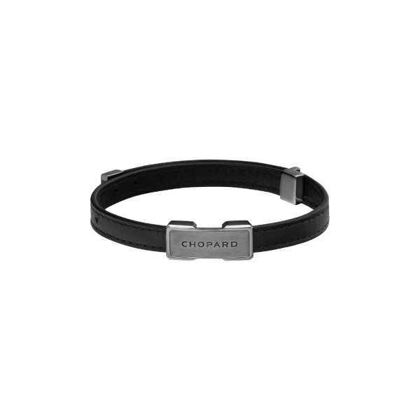 Chopard Heritage braceletBlack leather - ruthenium-toned metal