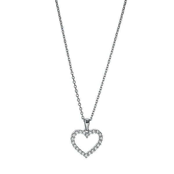 White Gold, Diamond necklace 18 kt WG heart