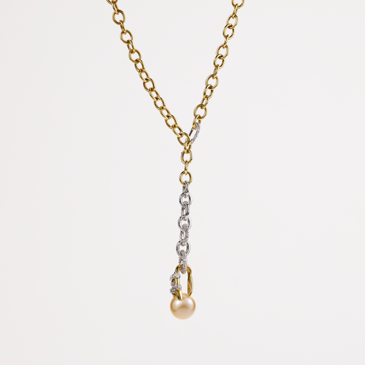Mikimoto Pearl and Diamond Pendant 18K White/Yellow Gold