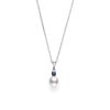 Mikimoto Pearl and Sapphire Pendant 18K White Gold