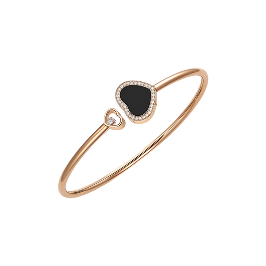 Chopard Happy Hearts Rose Gold Onyx Diamond Bangle