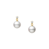 Mikimoto Pearl and Diamond Earrings 18K Yellow Gold
