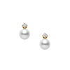 Mikimoto Pearl and Diamond Earrings 18K Yellow Gold