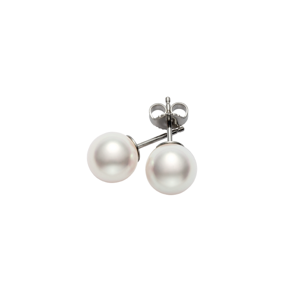 Mikimoto Pearl Earrings 18K White Gold 6-6.5MM