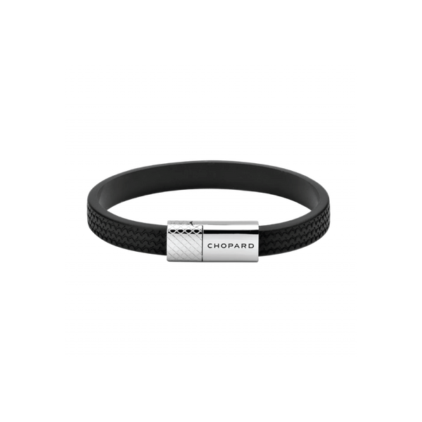 Chopard Classic Racing Bracelet In Black Rubber And Silver Toned Metal