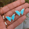 14KT YELLOW GOLD AND DIAMOND TURQUOISE BABY BUTTERFLY NECKLACE