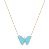 14KT YELLOW GOLD AND DIAMOND TURQUOISE BABY BUTTERFLY NECKLACE