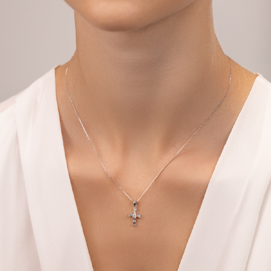 White Gold Diamond Cross Pendant
