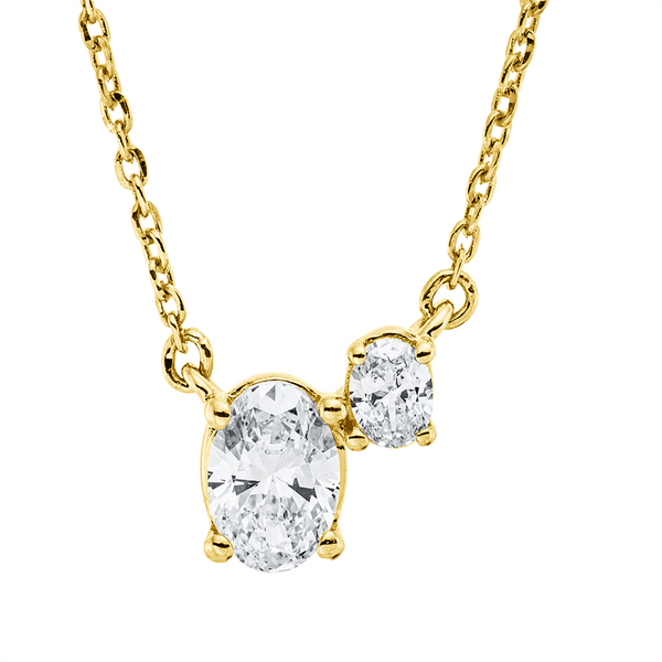Yellow Gold, Diamond necklace 18 kt YG, with loop at 40 cm + 43 cm