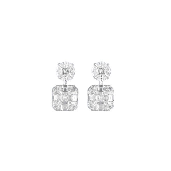 White Gold Double Drop Diamond Earring