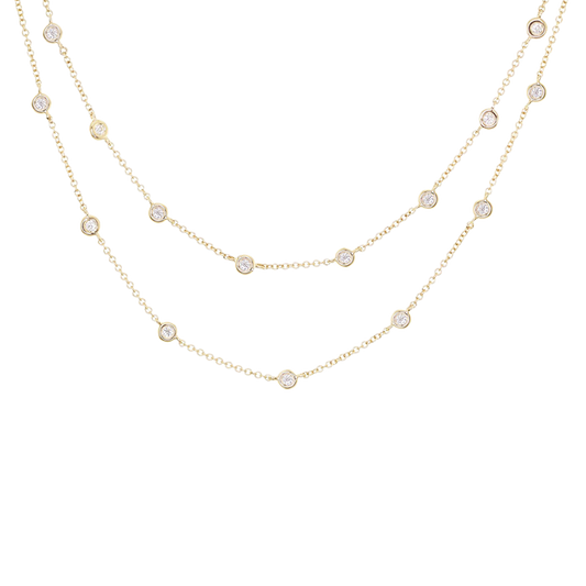 14kt gold double row diamond bezel choker