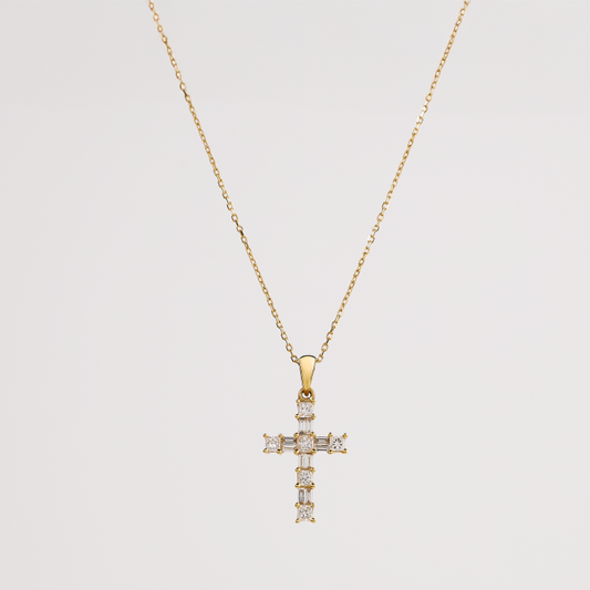 Yellow Gold Diamond Cross Pendant