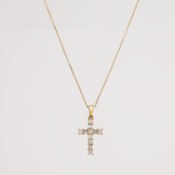 Yellow Gold Diamond Cross Pendant