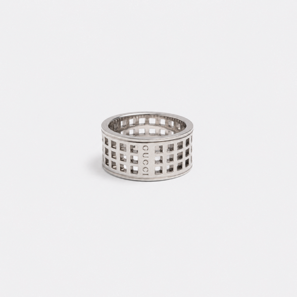 Gucci 18K White Gold Double Wide Ring 14
