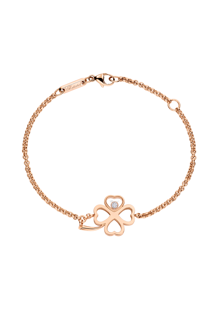 18K Gold Bracelet with Four-Leaf Clover Rose Gold